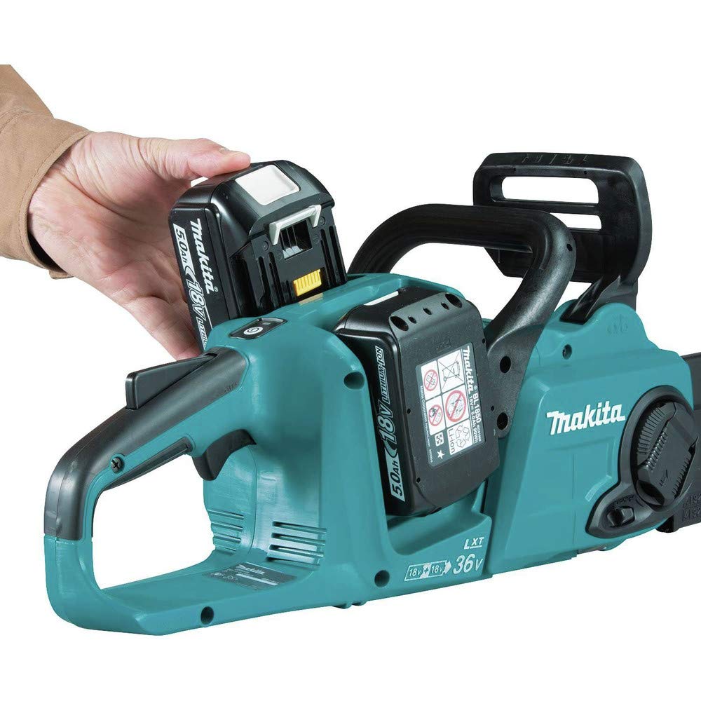 Makita XCU04PT motor side detail showing outer-rotor brushless system benefits