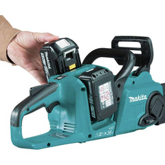 Makita XCU04PT motor side detail showing outer-rotor brushless system benefits
