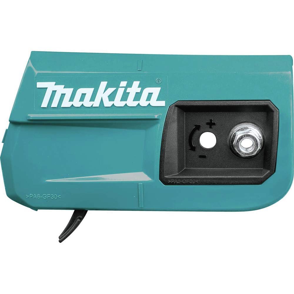 Makita oil port close-up indicating automatic lubrication for reduced wear
