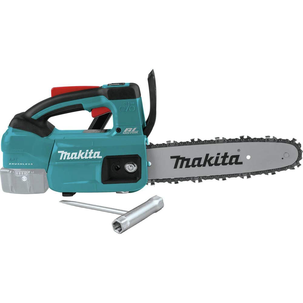 Makita top-handle detail illustrating ergonomic grip for safer cutting