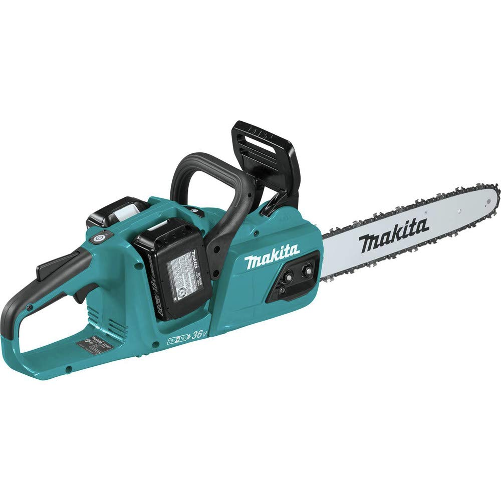 Makita XCU07PT guide bar close-up showing chain detail for faster cutting