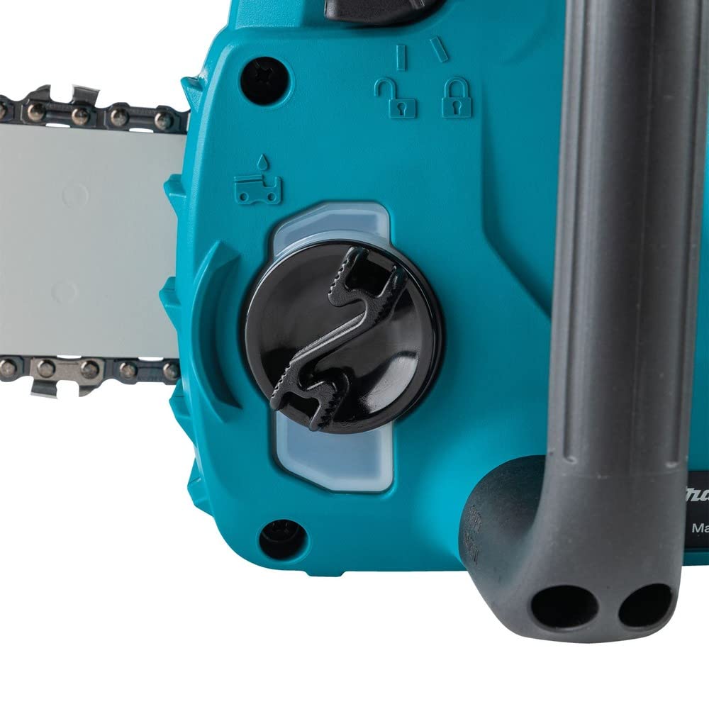 Makita XCU11Z beside 4x4 cedar to show cutting capacity and scale
