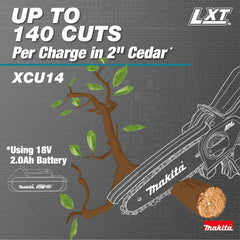 Makita XCU14Z soft-grip handle detail for comfortable, controlled use