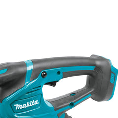 Makita close-up of dual-action shear blade showing clean-cutting benefit