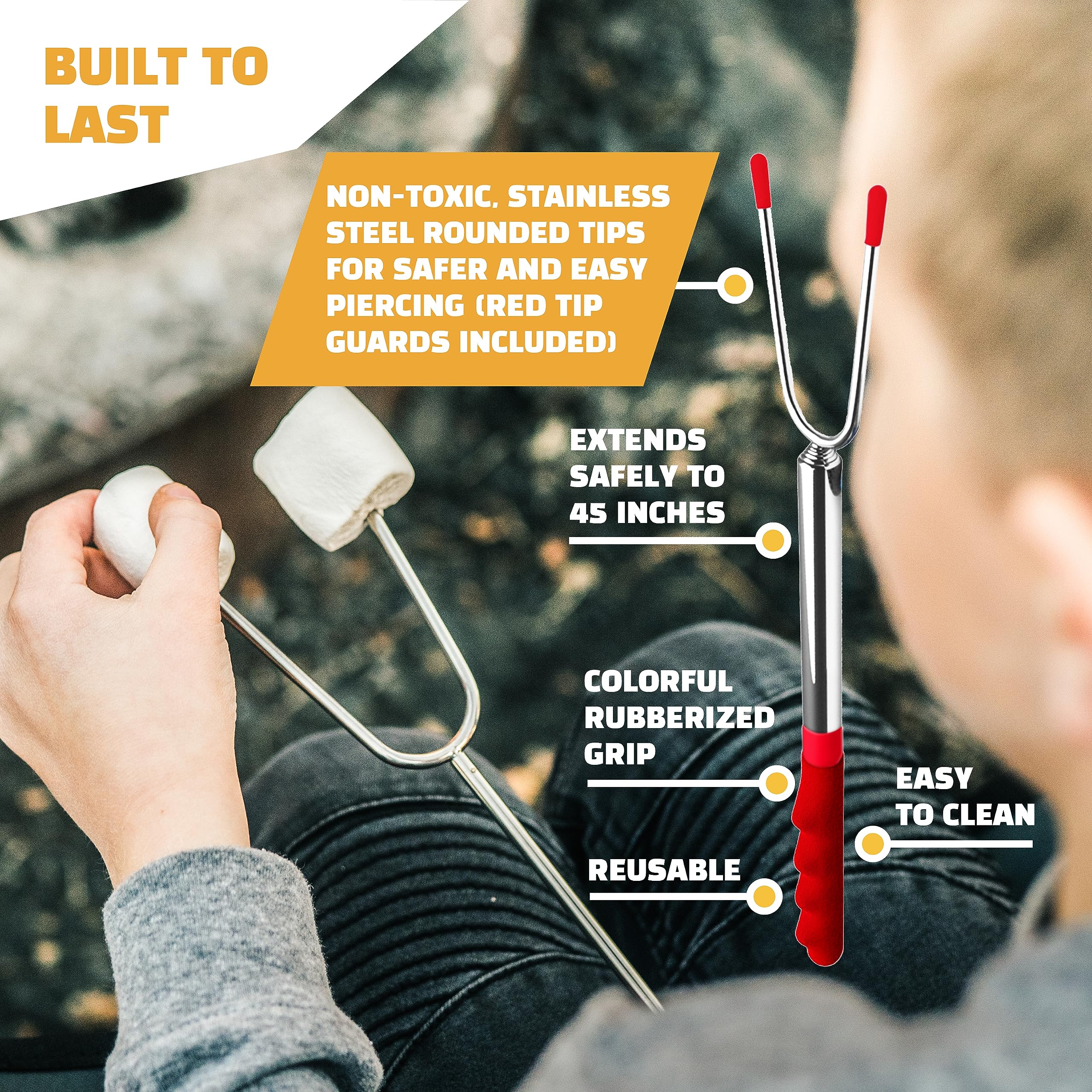 MalloMe collapsed stick in heat-resistant pouch for compact storage and travel
