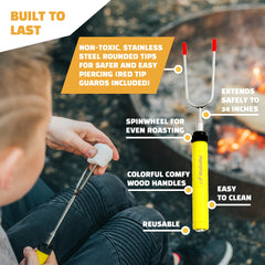 MalloMe retractable sticks stored in heat-resistant travel pouch