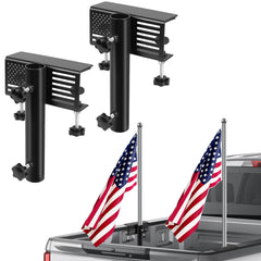 MALOROY front view of side flagpole mount showing secure clamp benefit