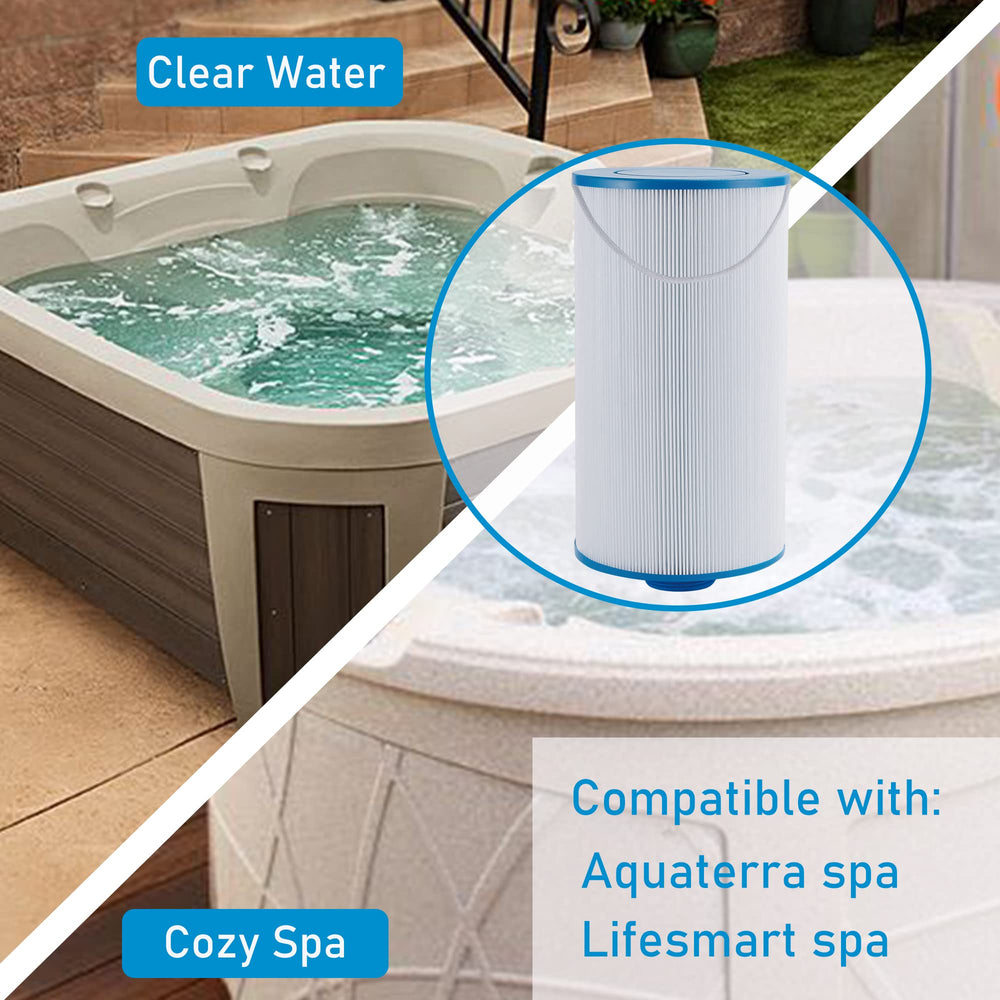 Mamokin filter installed in spa housing demonstrating straightforward replacement