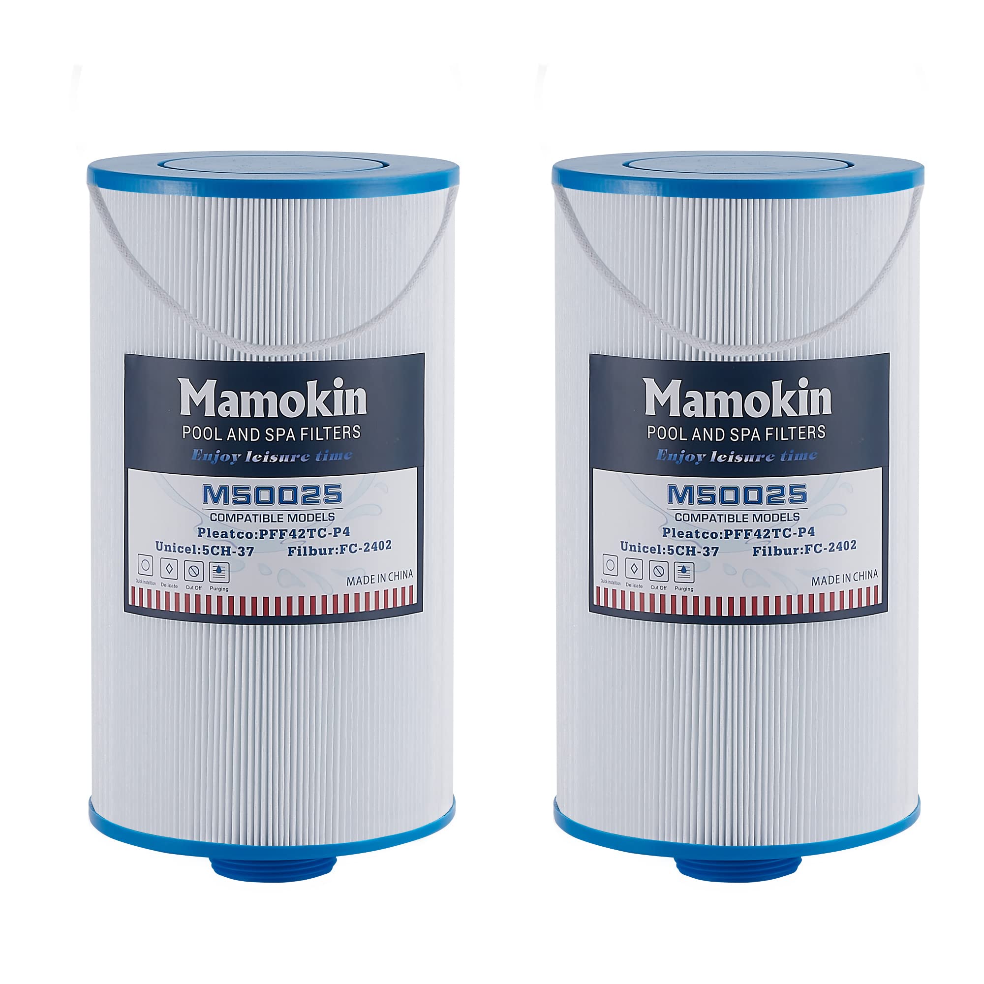 Mamokin two-pack front packaging view showing replacement filters, clear fit benefit