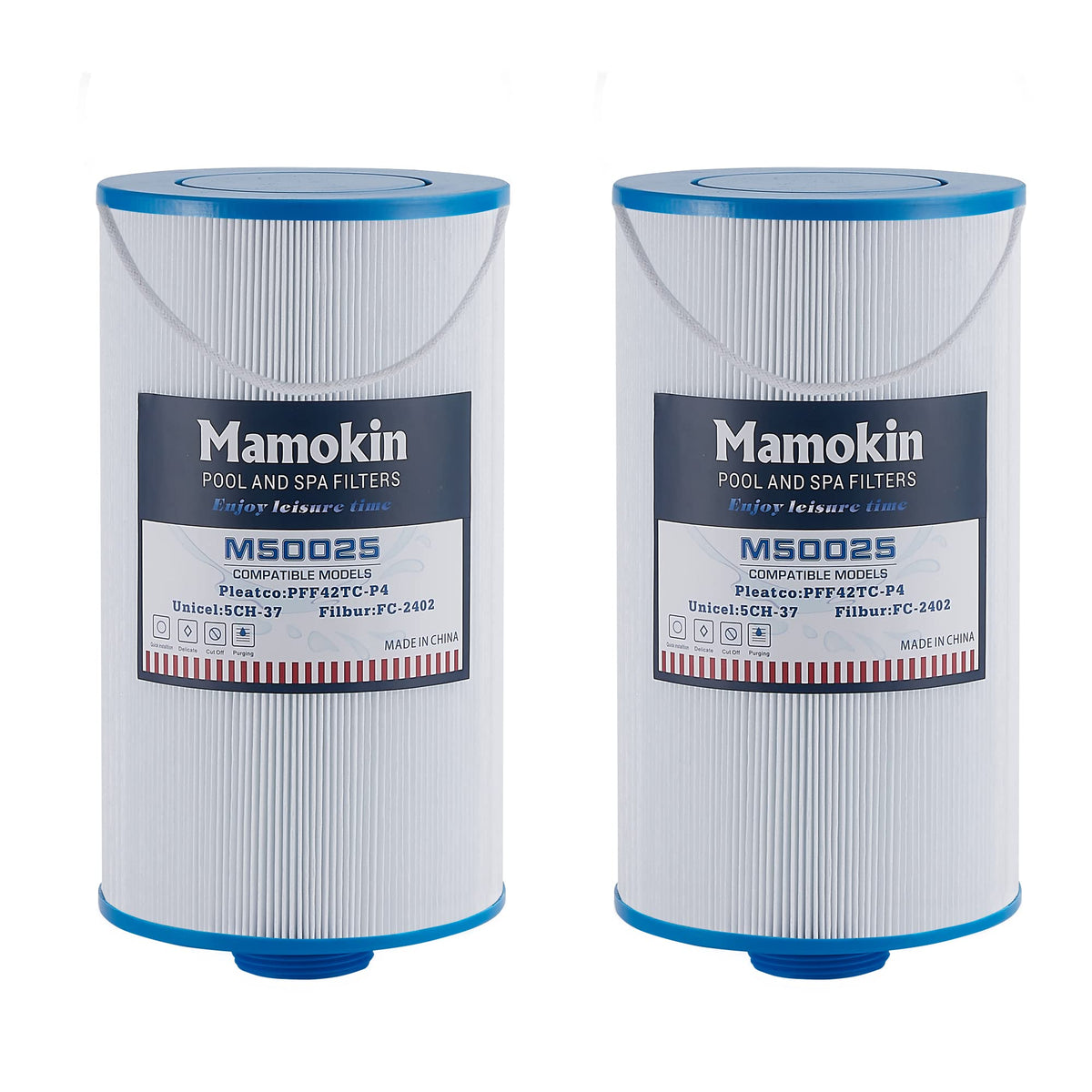 Mamokin two-pack front packaging view showing replacement filters, clear fit benefit