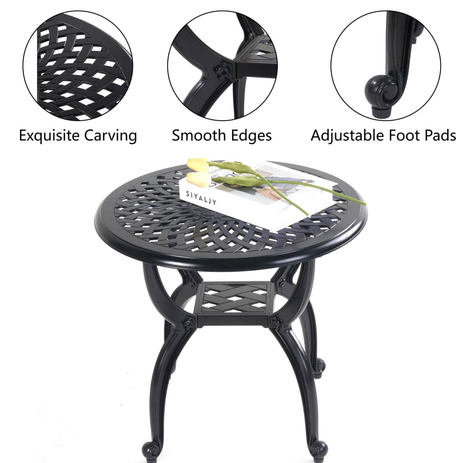 Mandolin adjustable foot pad detail protects flooring and prevents wobble
