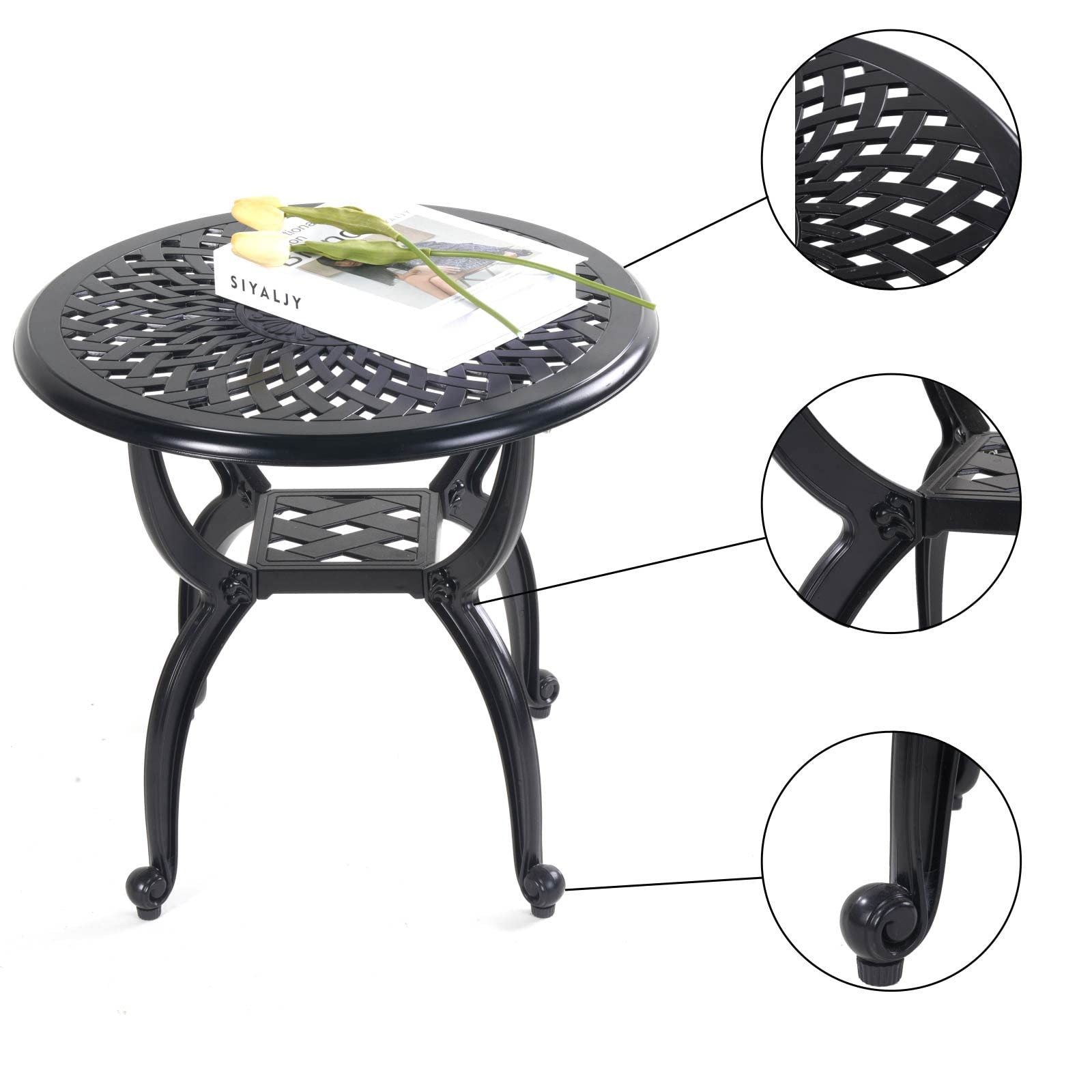 Mandolin table holding plants displays stable center platform for decor