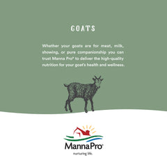 Manna Pro pellets in trough showing easy monthly feeding benefit