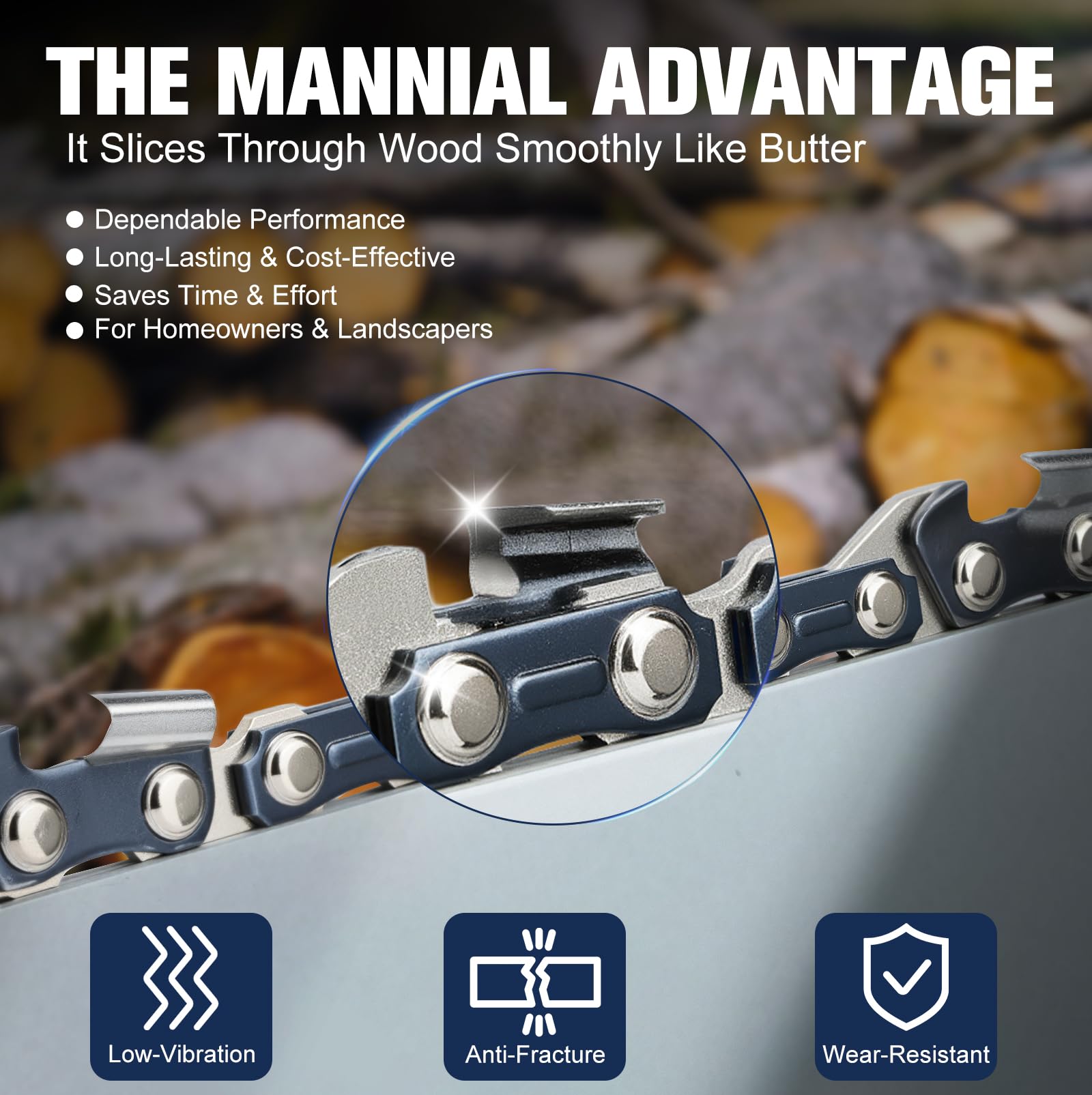 Mannial chain mounted on a 16-inch guide bar demonstrating fit