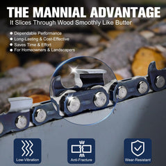 Mannial chain mounted on a 20-inch guide bar demonstrating proper fit on Husqvarna style bar