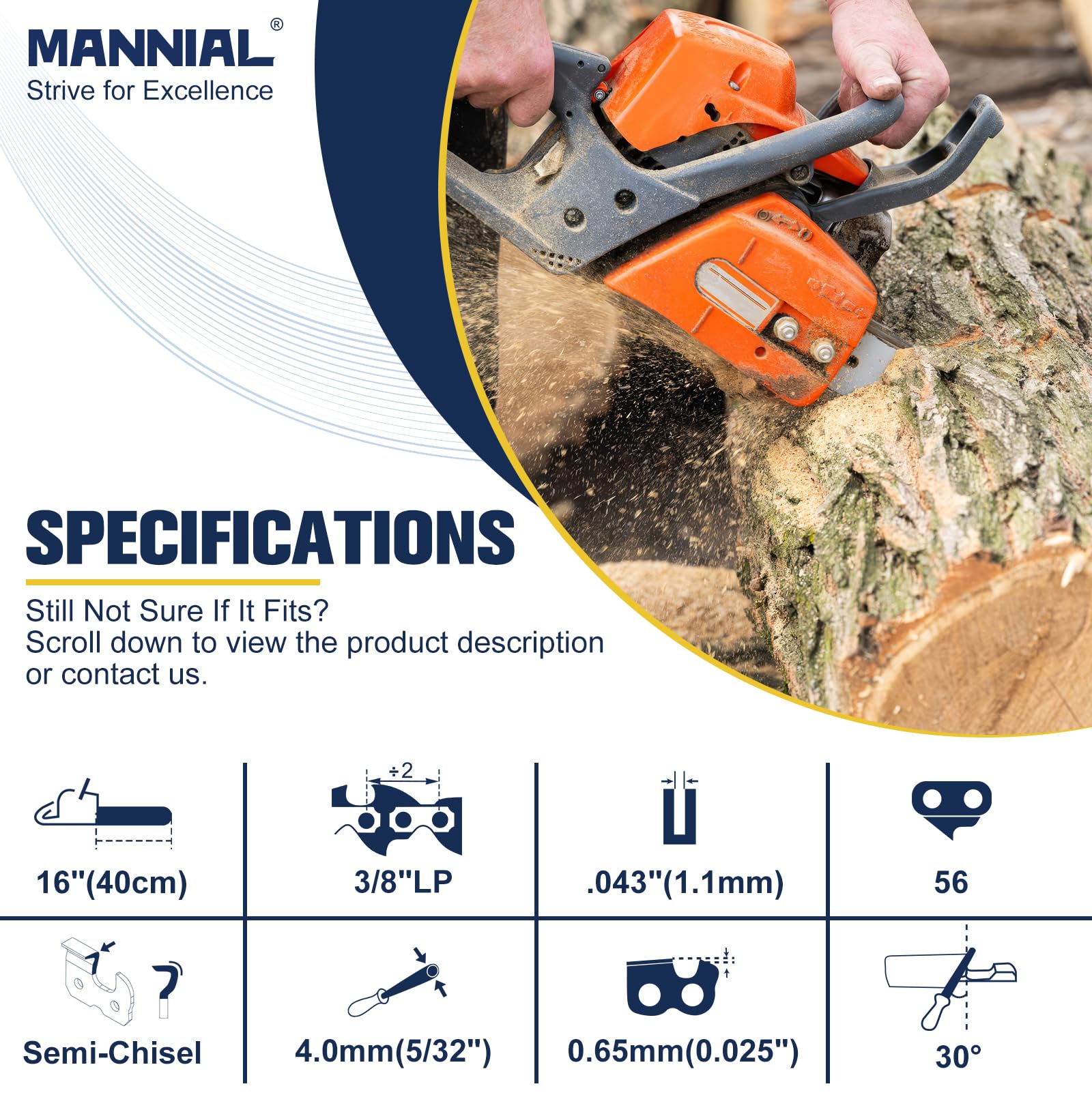 Mannial close-up of semi-chisel cutters highlighting wear resistance