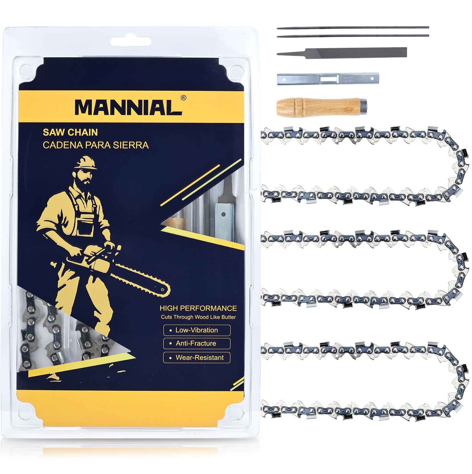 Mannial front packaging showing three chains and value bundle benefits