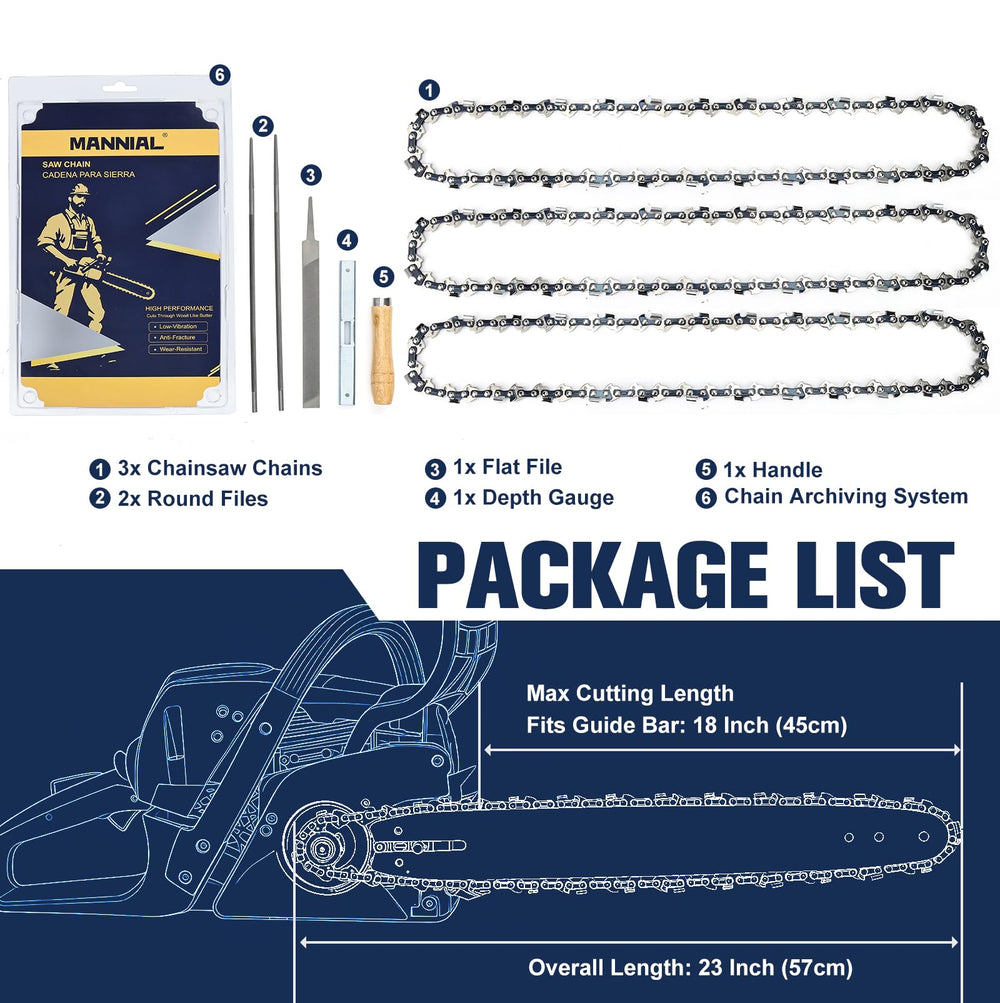 Mannial sharpening kit with files and depth gauge for easy maintenance