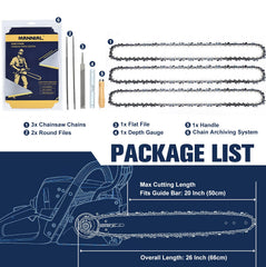 Mannial sharpening kit laid out with files and depth gauge for easy field maintenance