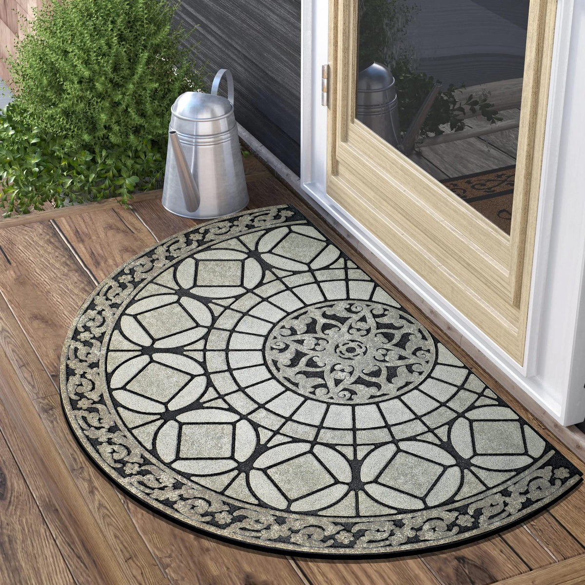 MANO front view of half-round entrance mat shows clean curb appeal and durability