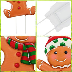 Manortang gingerbread stakes in a planter adding instant holiday color and charm