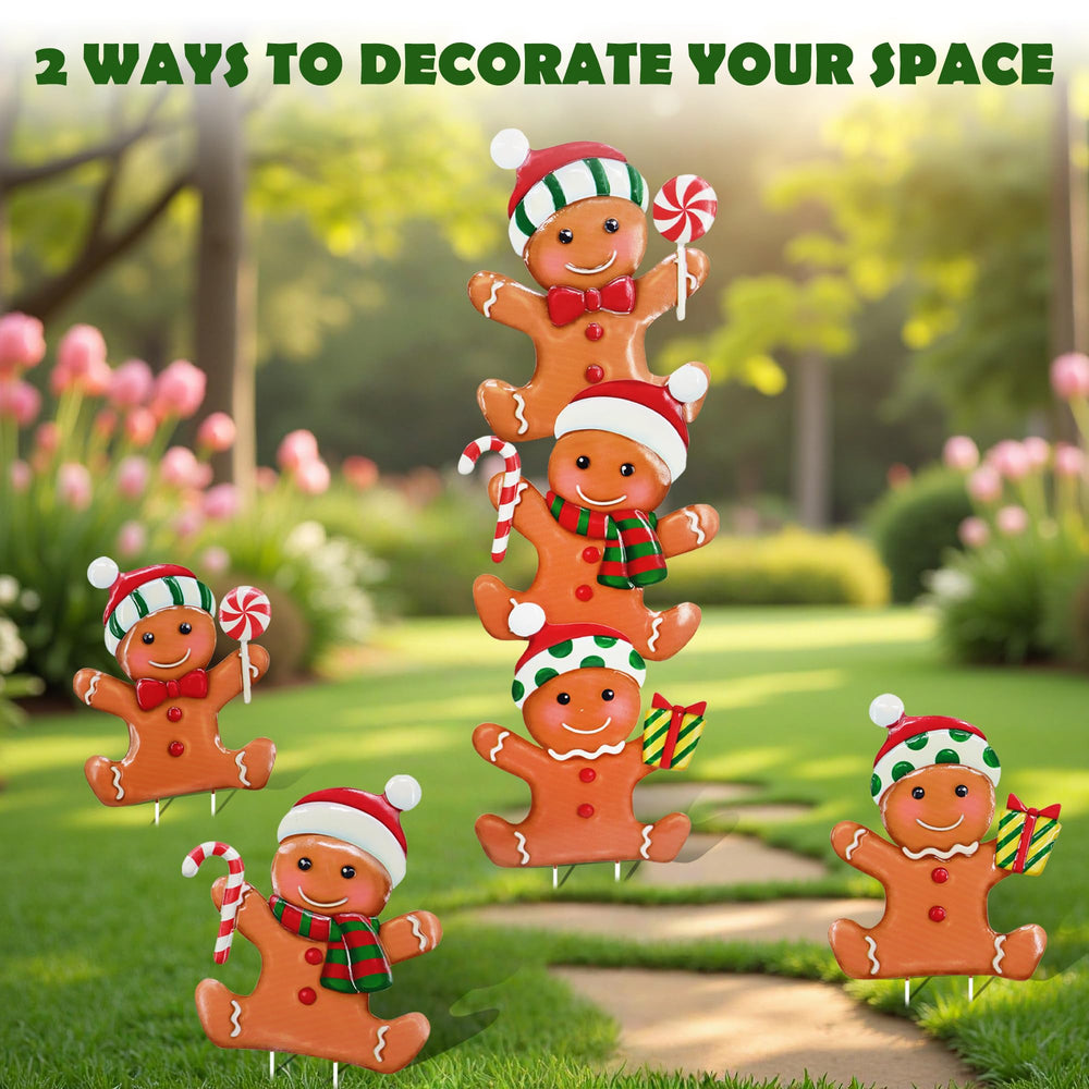 Manortang gingerbread figures lining a pathway creating welcoming holiday guidance