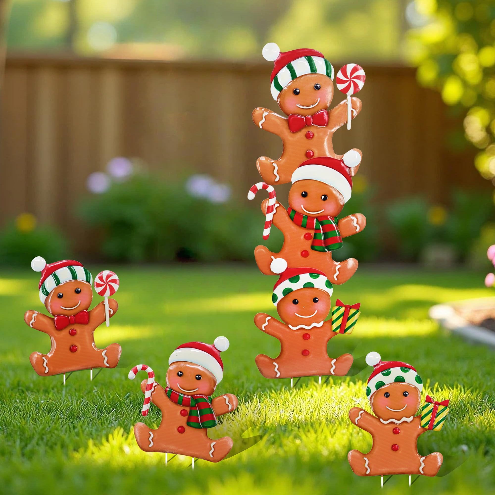 Manortang gingerbread stakes front view showing festive shapes and vibrant colors
