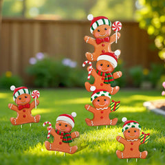Manortang gingerbread stakes front view showing festive shapes and vibrant colors