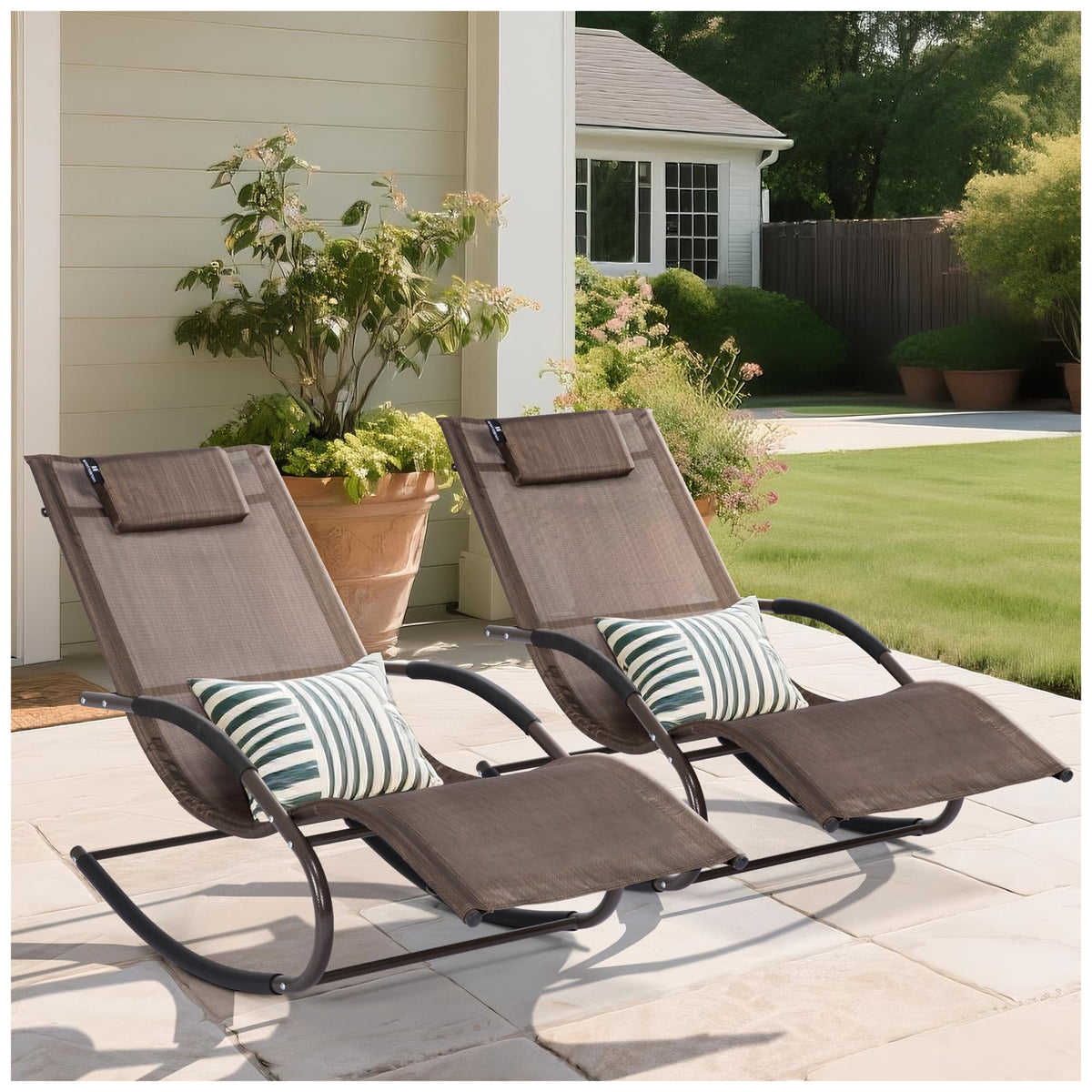 mansion home front view of brown chaise set showing durable frame and style