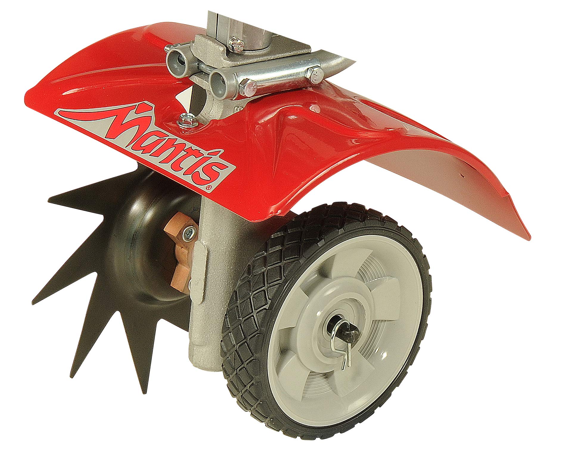 Mantis edger closeup blade and cutting wheel detailing durable construction benefit