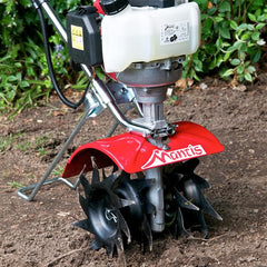 Mantis kickstand in use garden setting demonstrating safe hands-free starting