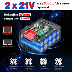 MAOGOOR two 21V batteries and fast charger kit for extended runtime