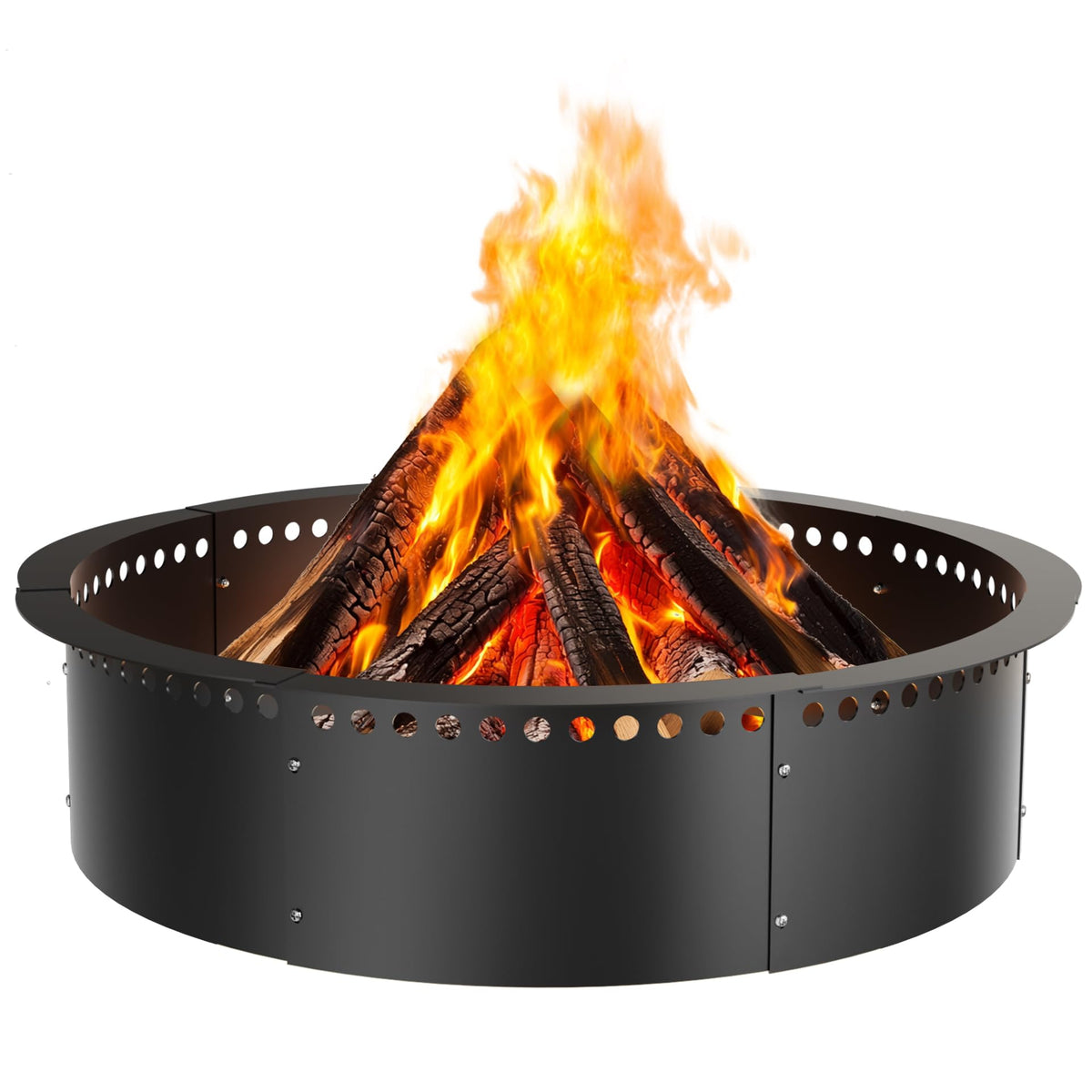 Maonlyking front view of steel fire pit ring showing clean design and warmth benefit