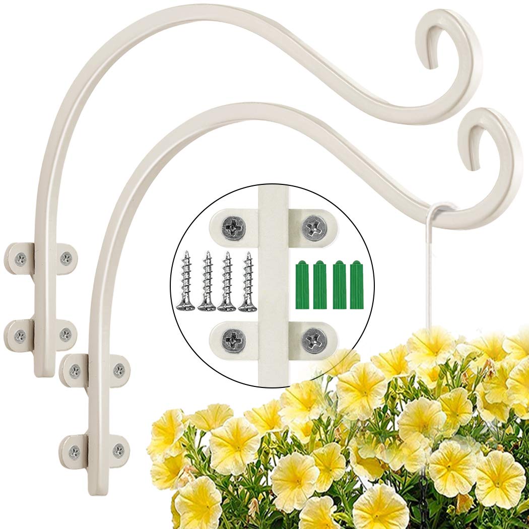 Maosen front view white plant hanger showing elegant curve and sturdy arm