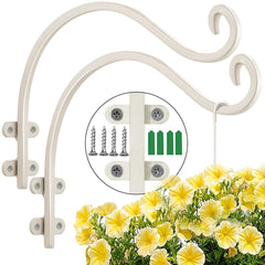 Maosen front view white plant hanger showing elegant curve and sturdy arm