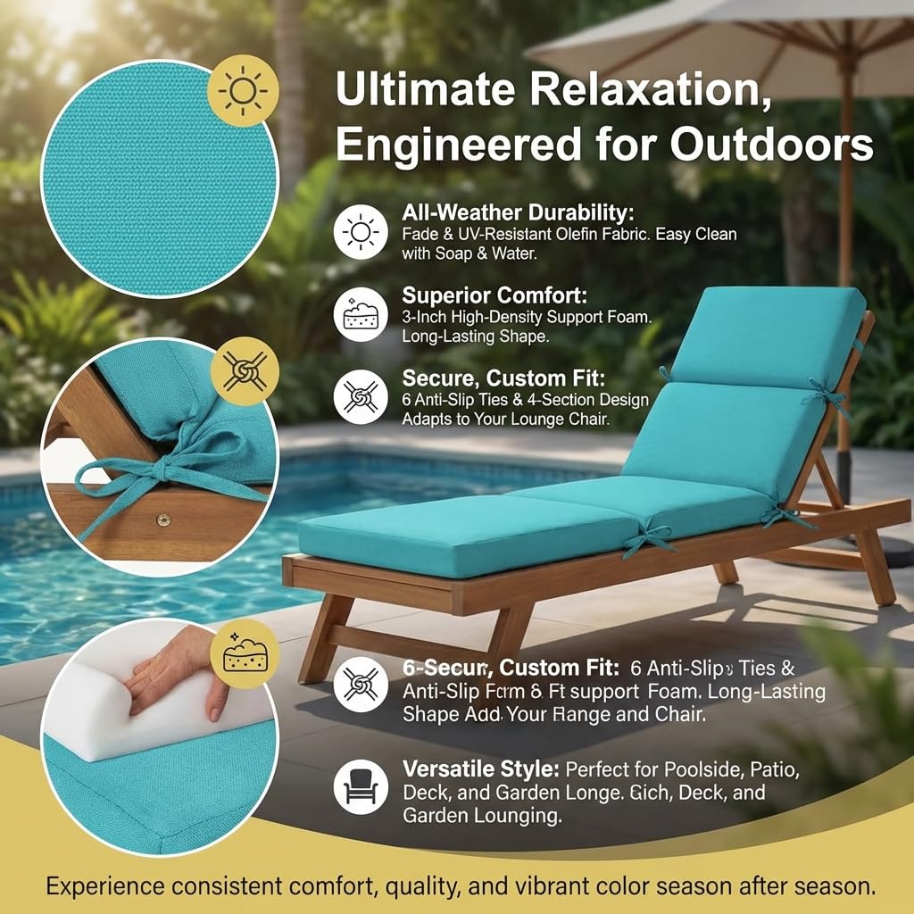 Maphissus cushion on patio lounge in use demonstrating outdoor comfort