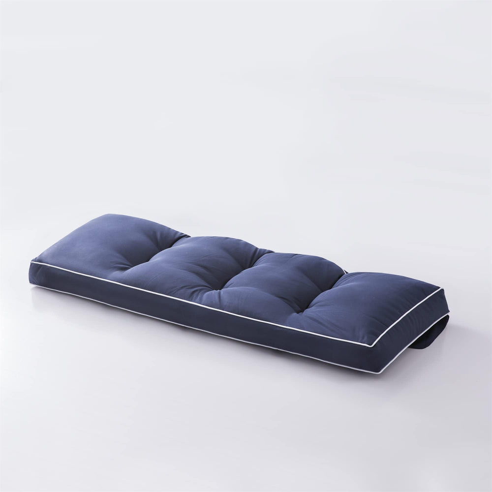 Maphissus front view of 57" tufted porch swing cushion showing full coverage and style benefit