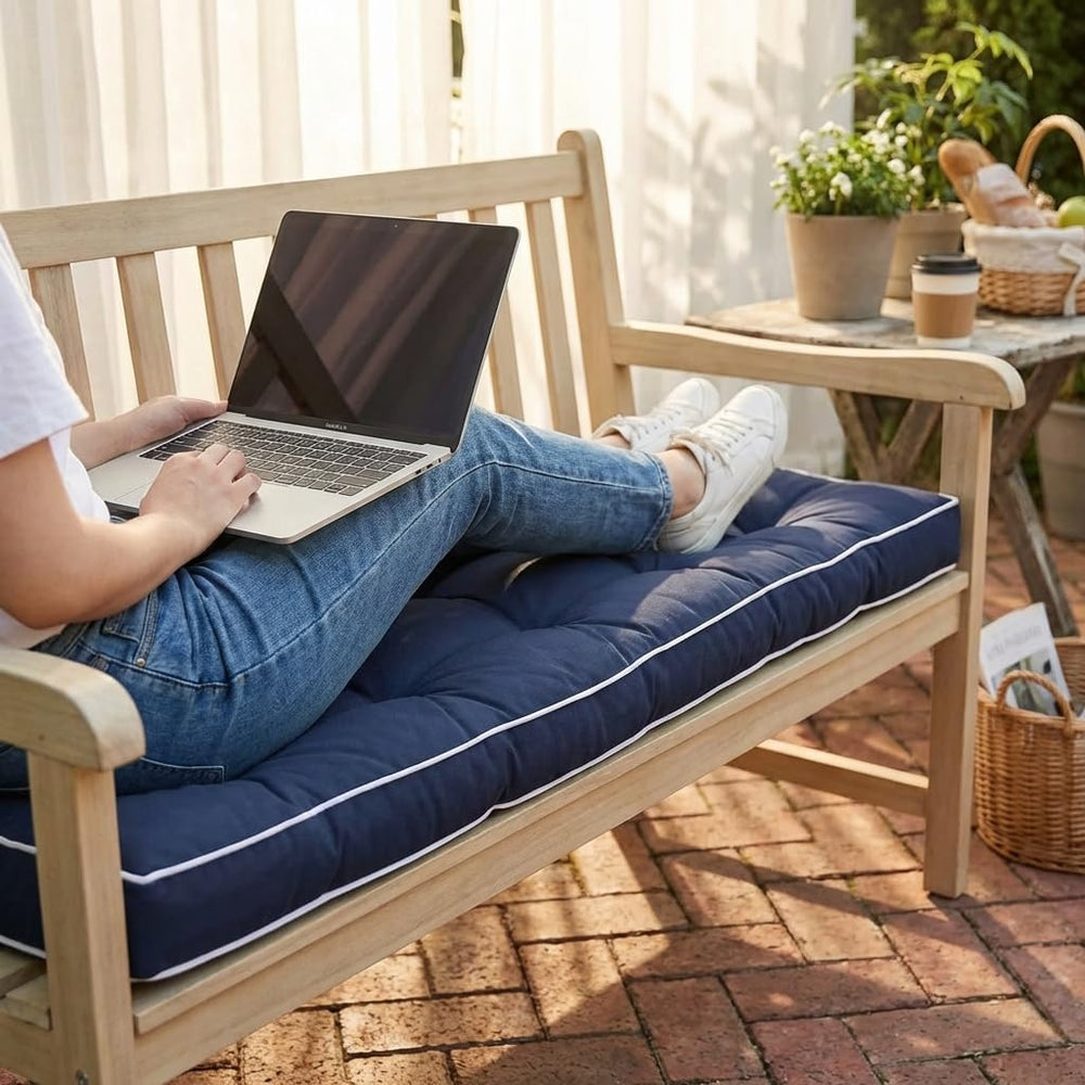 Maphissus cushion on patio with décor showing upgraded outdoor comfort benefit
