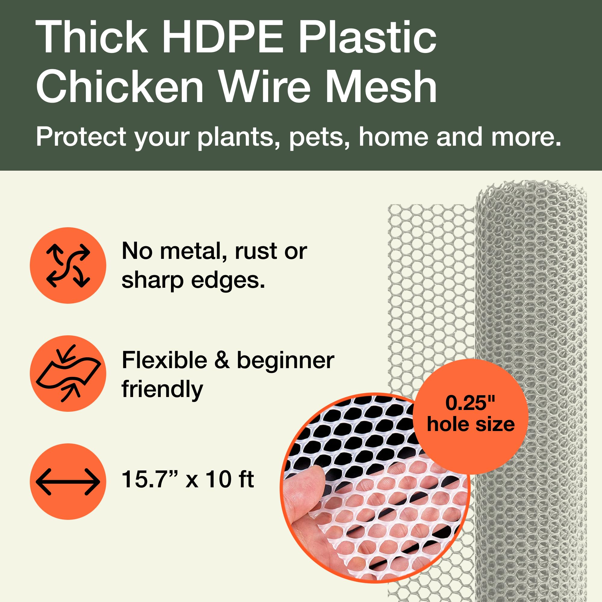 MaPorch close-up of 0.25 inch hexagonal mesh emphasizing chew-resistant strength