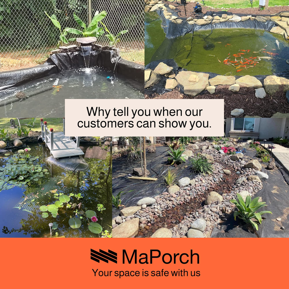 MAPORCH liner used in fountain and planter showing versatile application options