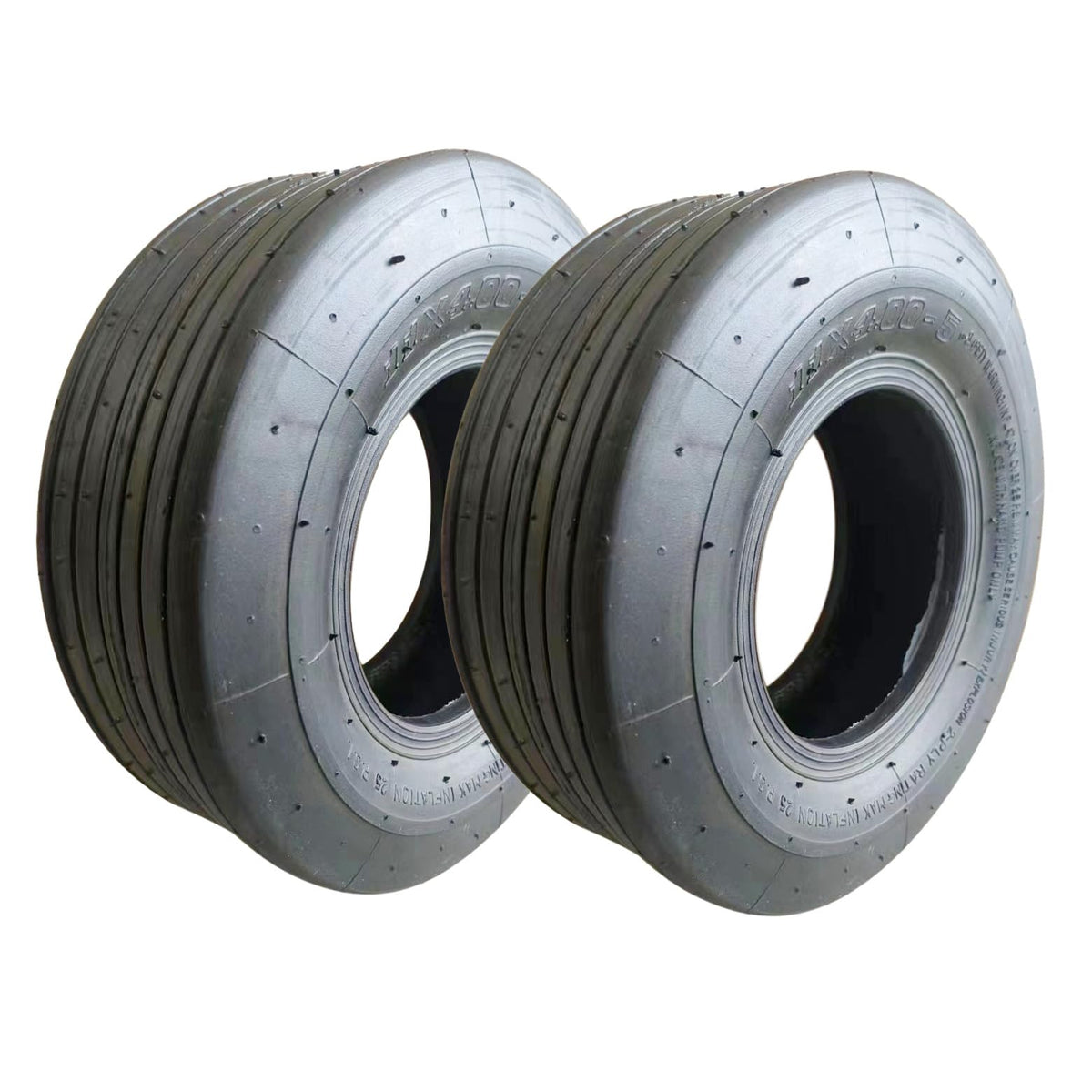 Marastar front view of 11x4.00-5 tire and tube pack showing fit and benefit