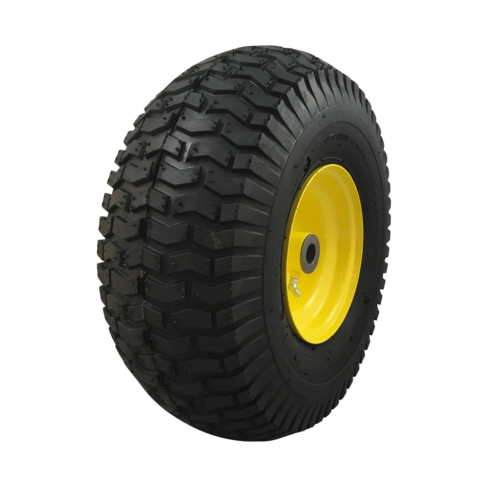 MARASTAR front wheel assembly front view showing yellow wheel and tire for easy replacement