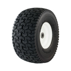 Marathon front wheel assembled showing full tire and rim, improves mowing reliability