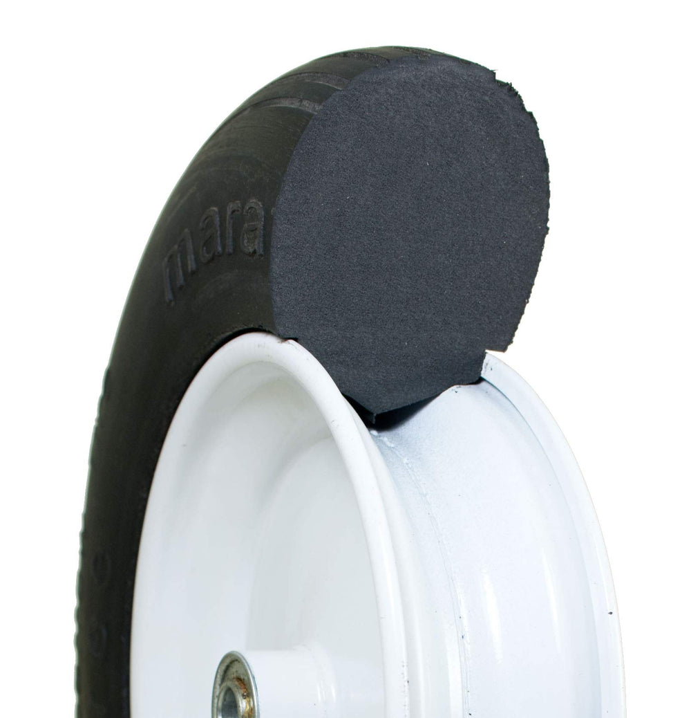 Marathon wheel beside ruler showing 14.5" scale and precise fit benefit