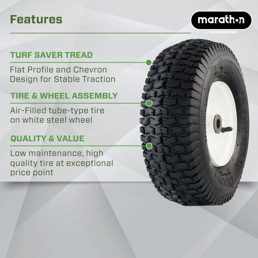 Marathon detailed shot of tire tread showing rubber texture and grass-friendly grip