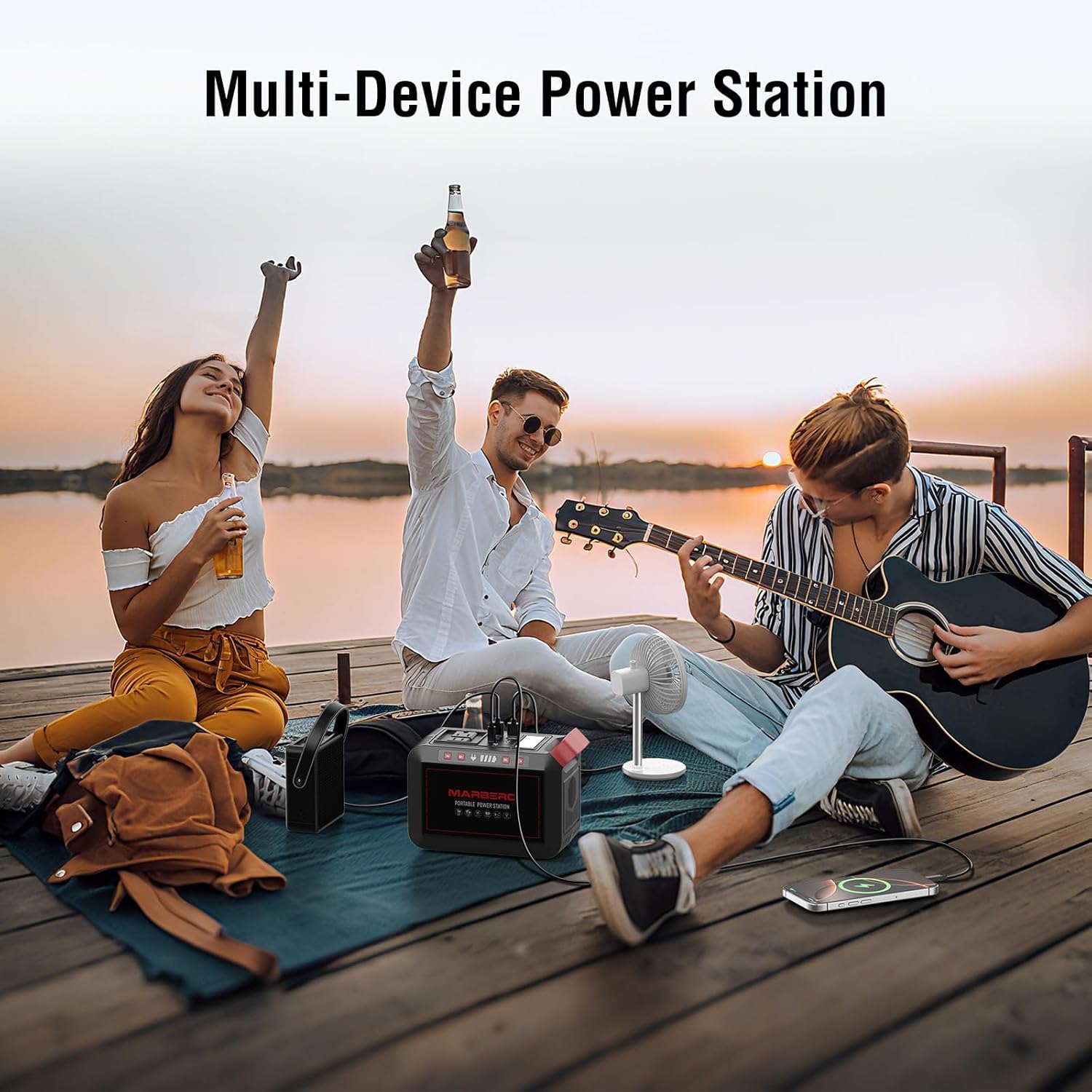 MARBERO AC outlets and product label delivering stable sine wave power