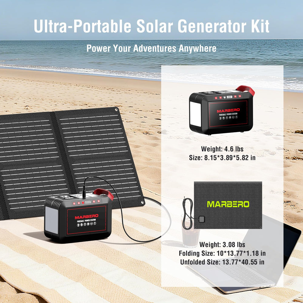 MARBERO foldable 60W solar panel open capturing sunlight for off-grid charging