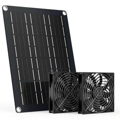 MARBERO front view of boxed solar fan kit showing components and ease of setup