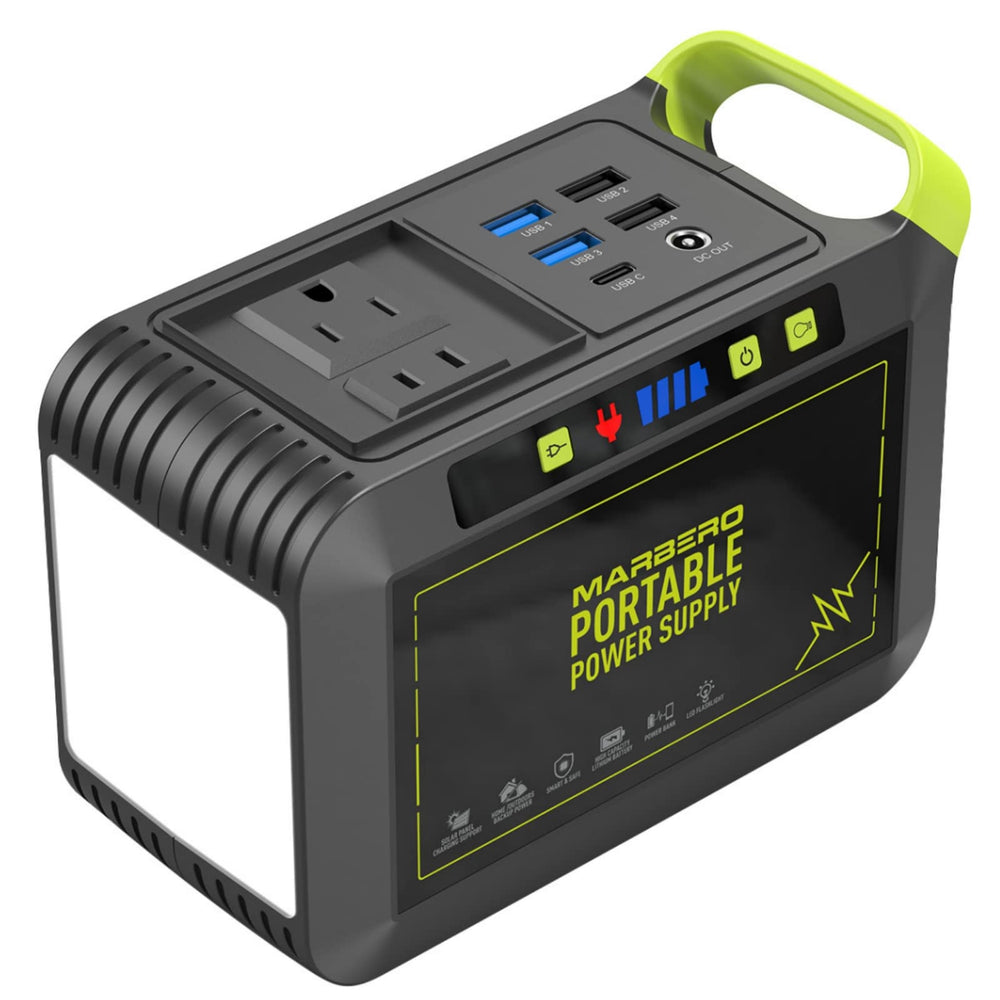 MARBERO front panel showing ports and display for versatile device charging