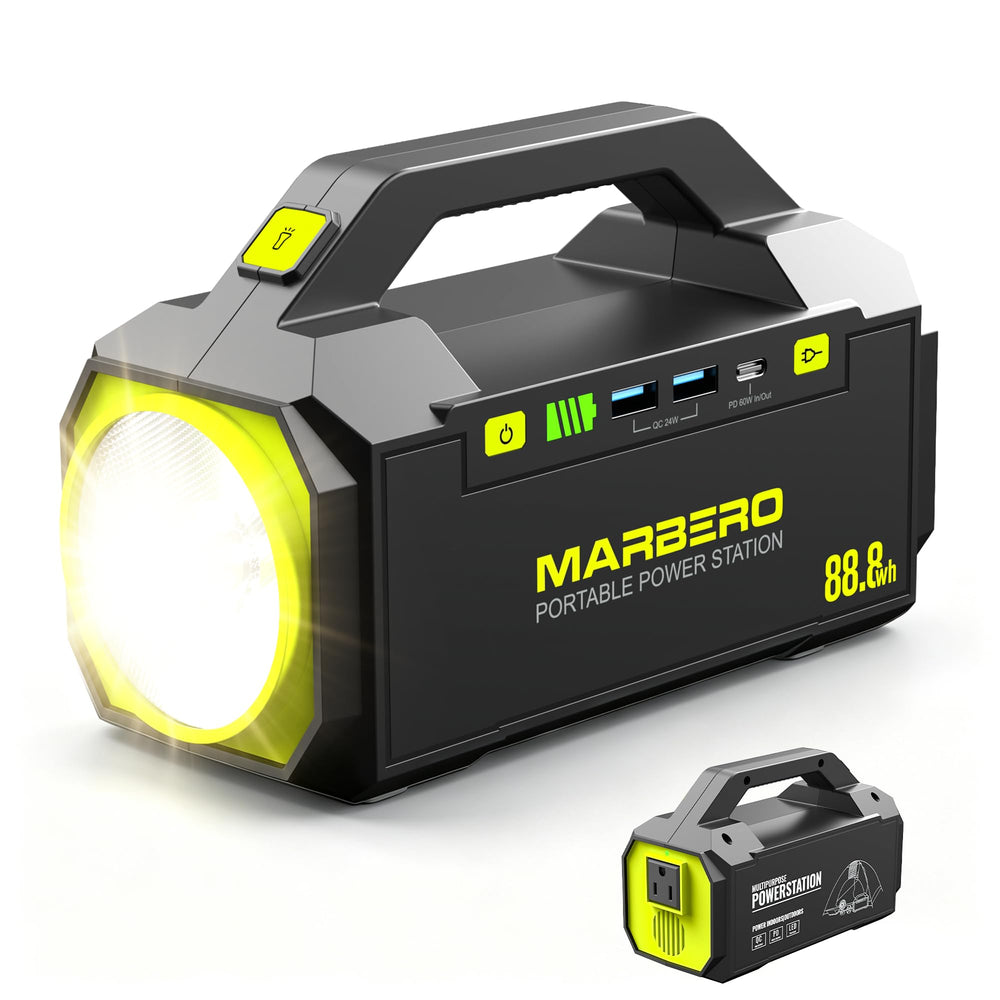 MARBERO front view showing compact power station and portability benefit